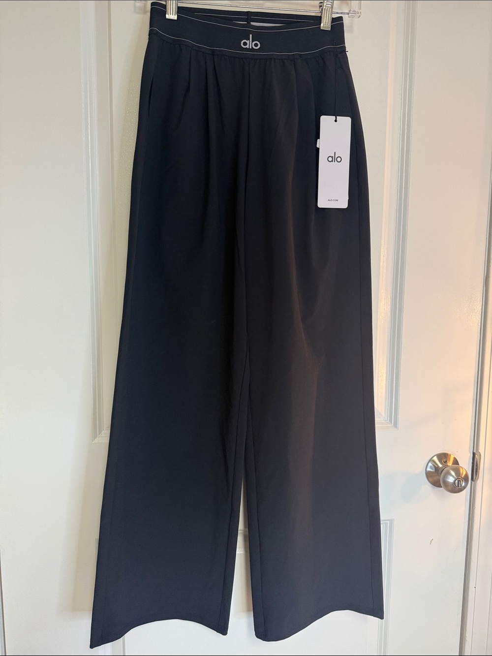 ALO Yoga Black Wide-Leg Pull-On Pants
